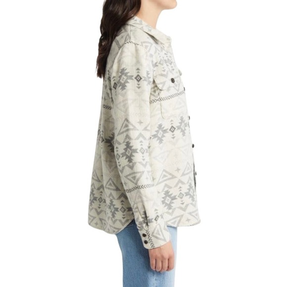 NWT FAHERTY X Doug Good Feather Organic Cotton Overshirt In Ivory North Star(S) - Picture 3 of 13